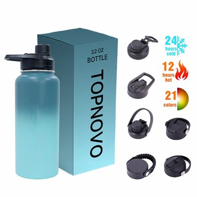 Ülalt hinnatud roostevabast terasest veepudelid, millel on mitme kaanega valikud